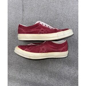 Converse Golf Le Fleur Sneakers M7 W9 Burgundy Red Low Top Suede Floral  Rhubarb